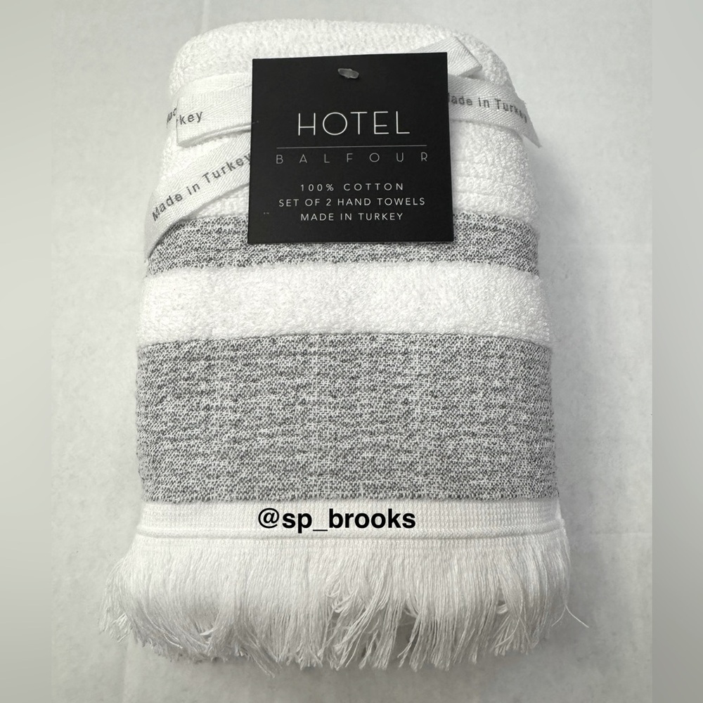 🎁2PC Hotel Balfour Hand Towels - White and Heather Gray - Cotton